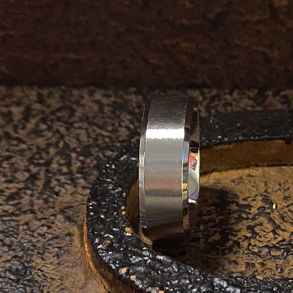 Men's Silver Step Edge Promise Ring - Silver Promise ring For Him - Picture 6 of 8